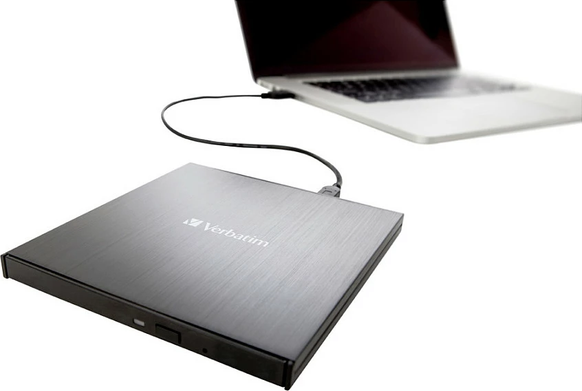 Drive i jashtëm Blu-ray/DVD Verbatim 43888, top-loading, USB-A në USB-C, i zi