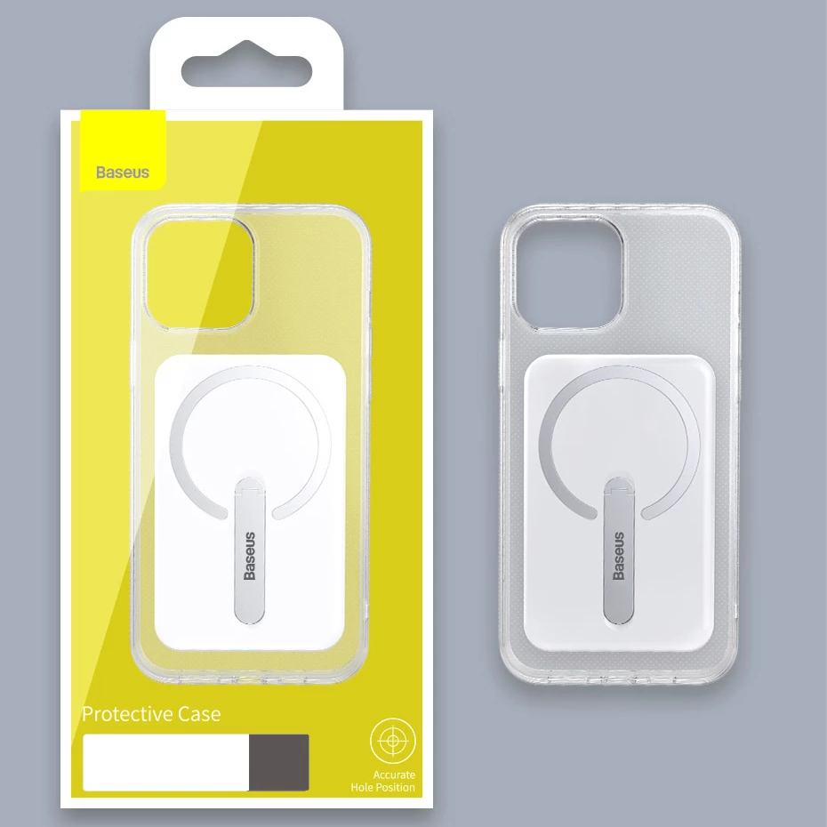 Mbështjellës magnetik Baseus për iPhone 13 Pro 6.1" (2021), me mbajtëse, Transparent