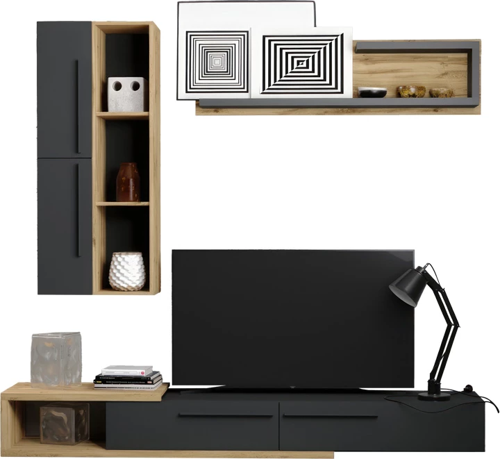 Set mobiljesh Calvados për dhomë dite, ngjyrë lis-antracit