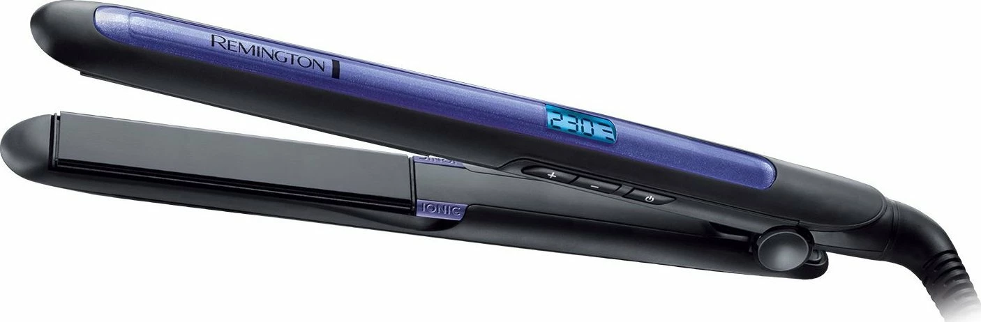 Drejtues flokësh Remington Pro Ion S7710, 230°C, jonizim, ekran digjital, veshje turmalinë-keramike, vjollcë, me çantë termorezistente