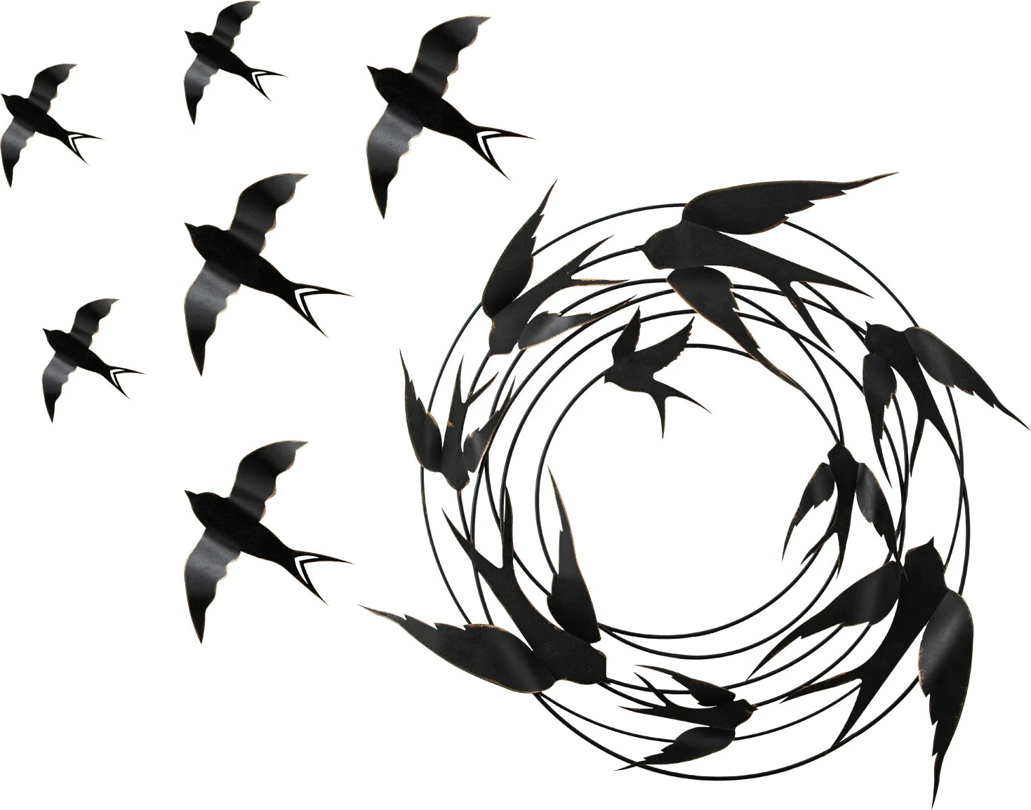 Aksesor dekorativ metalik për mur, Wallity, Migration, shumëngjyrësh, set 6 copë