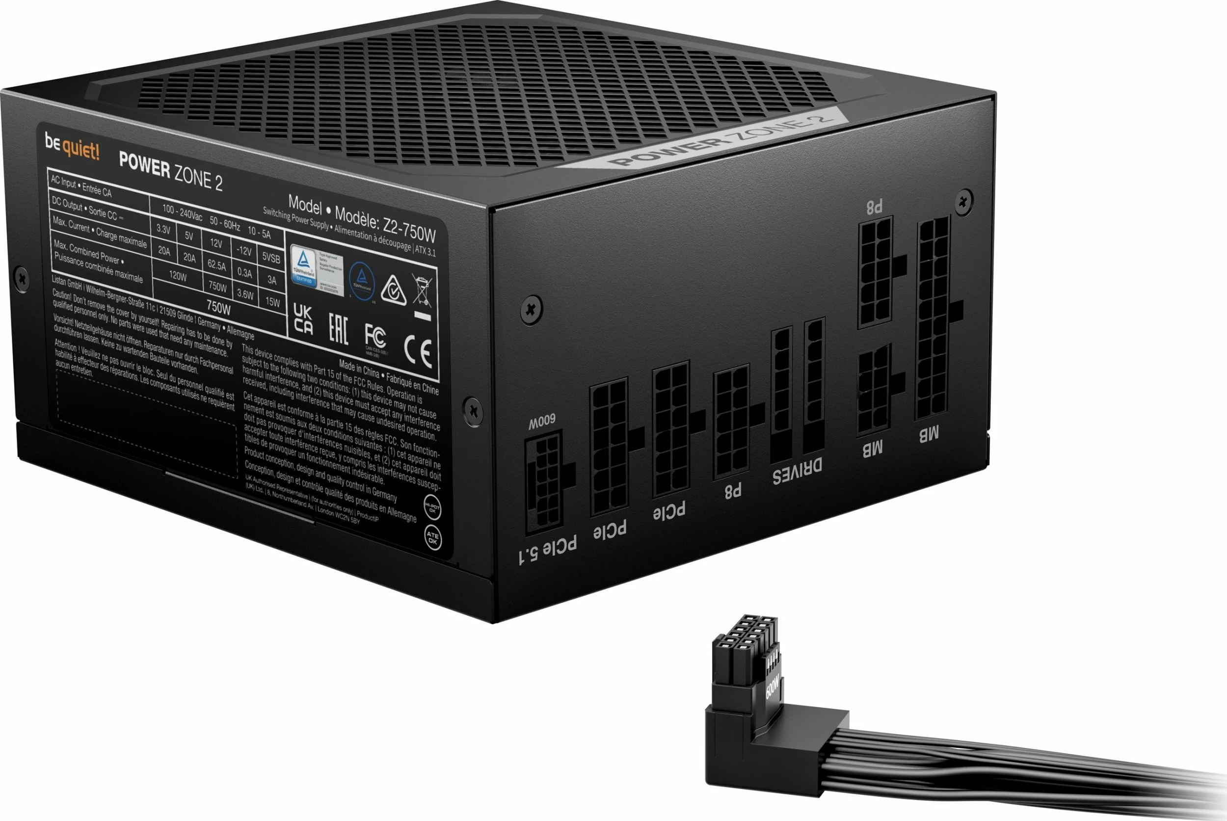 Furnizues rryme be quiet! Power Zone 2 BP006EU 750W, 80 Plus Platinum, fully modular, ATX 3.1, i zi