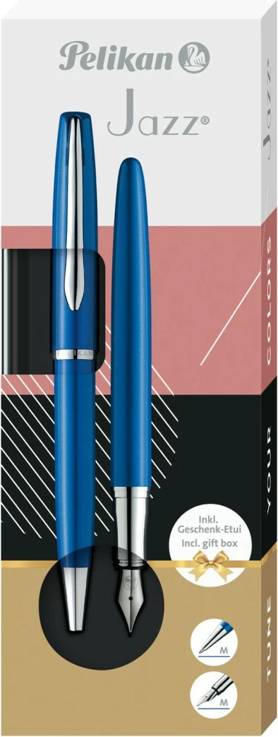 Set stilolapsa Pelikan Jazz Noble Elegance, 2 copë, metalik, blu/argjend