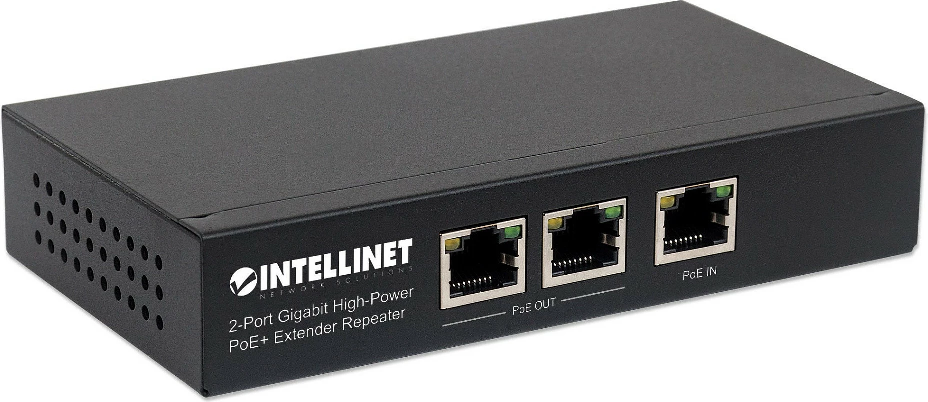 Zgjatës PoE+ Gigabit Intellinet 2-Port High-Power, 802.3at/af, metal, i zi