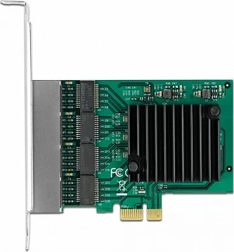 Kartelë rrjeti DeLOCK PCI Express x1, 4x RJ45 Gigabit LAN, RTL8111F, e zezë/jeshile/metalike
