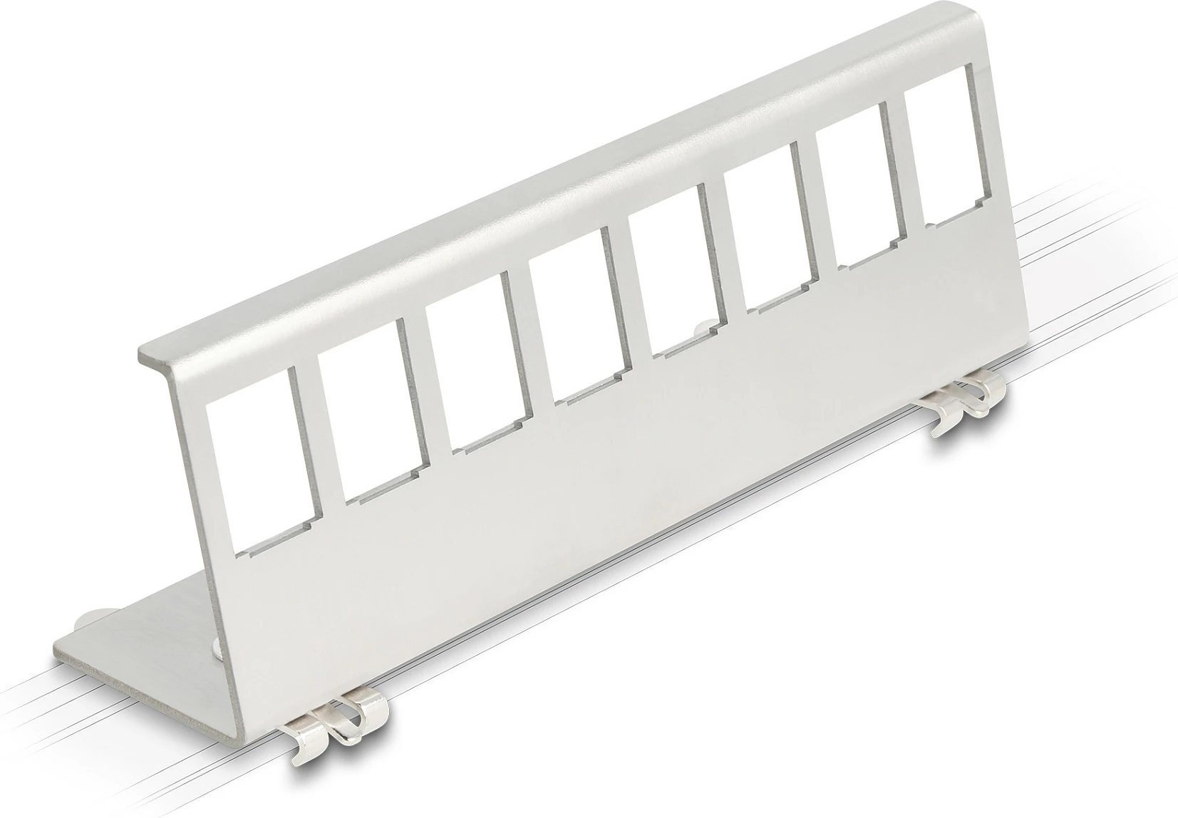 Mbajtës Keystone DeLOCK 90657, për shinë DIN 35 mm, 8 porta, inox, gri