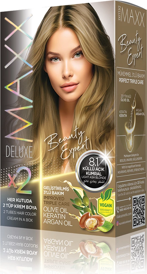 Ngjyrë për flokë SET B-EXPERT 8.1 Light Ash Blonde, 2 x 50 ml