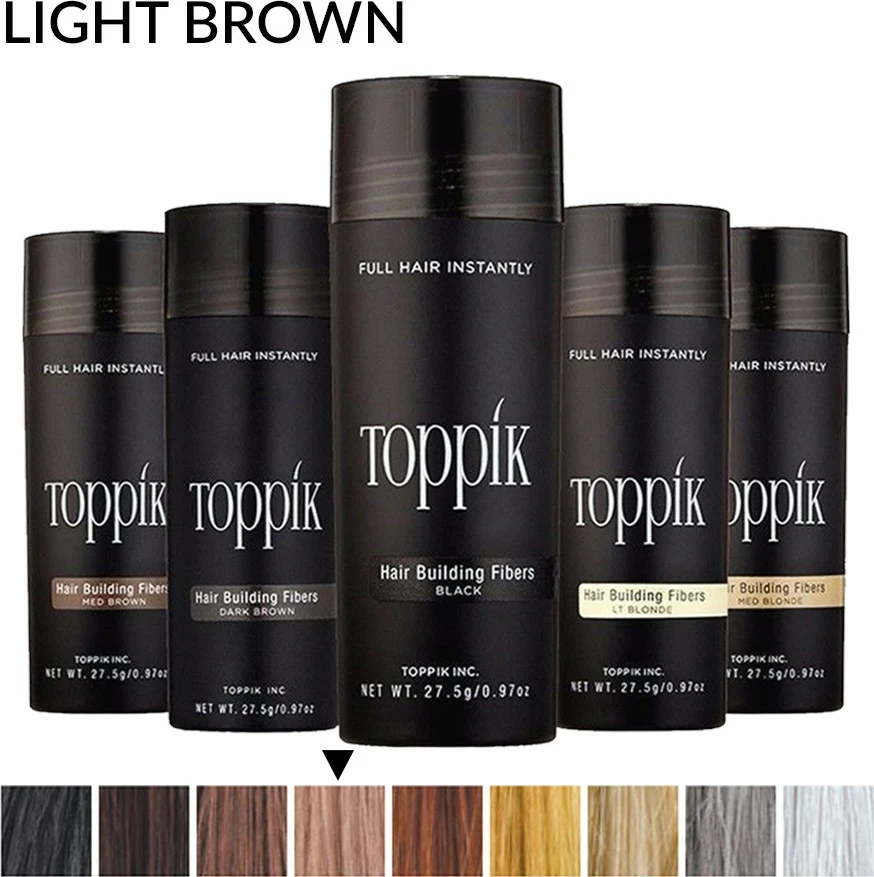 Fibra për trashje flokësh Toppik Hair Building Fibers 27.5 g (deri 50 aplikime), kafe e çelët