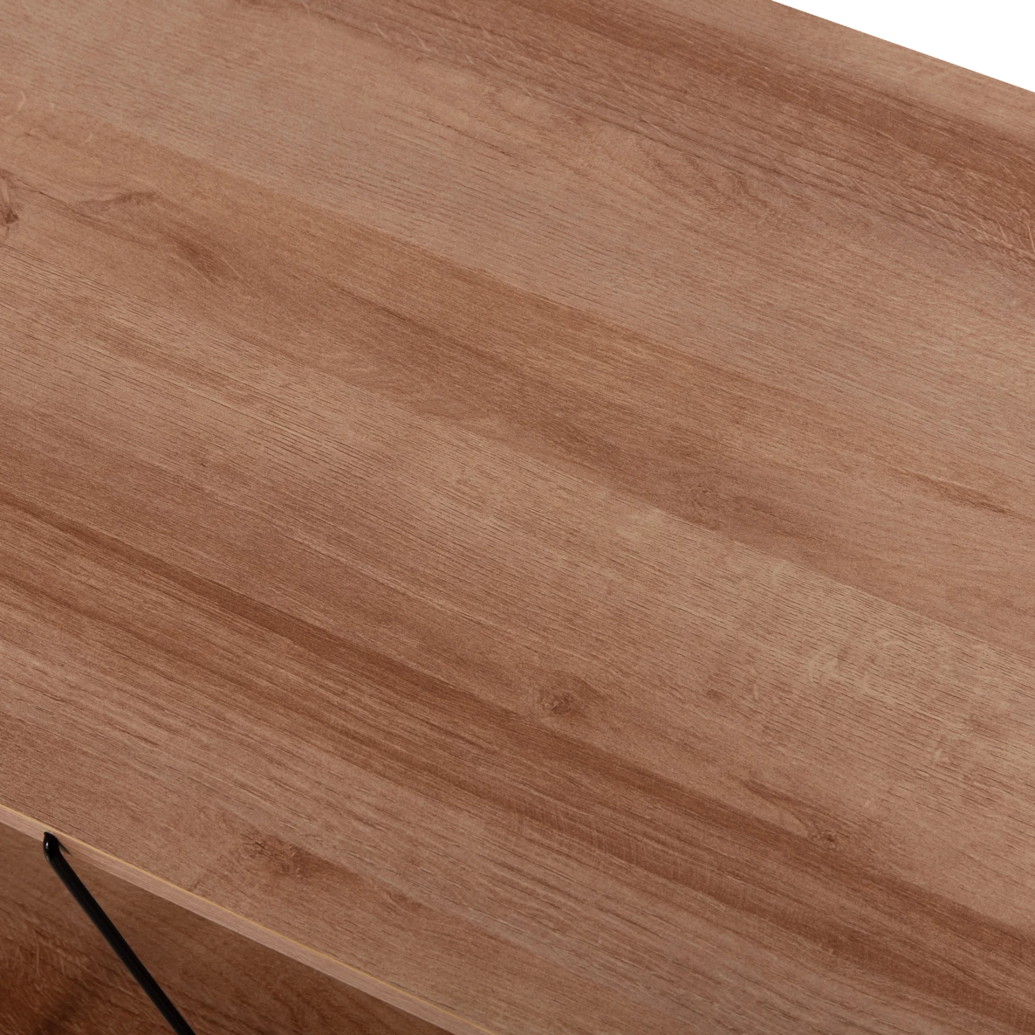 Tavolinë kafeje TARS, ngjyrë lisi natyral, melaminë, shufra metali të zeza, 120x50x30H cm