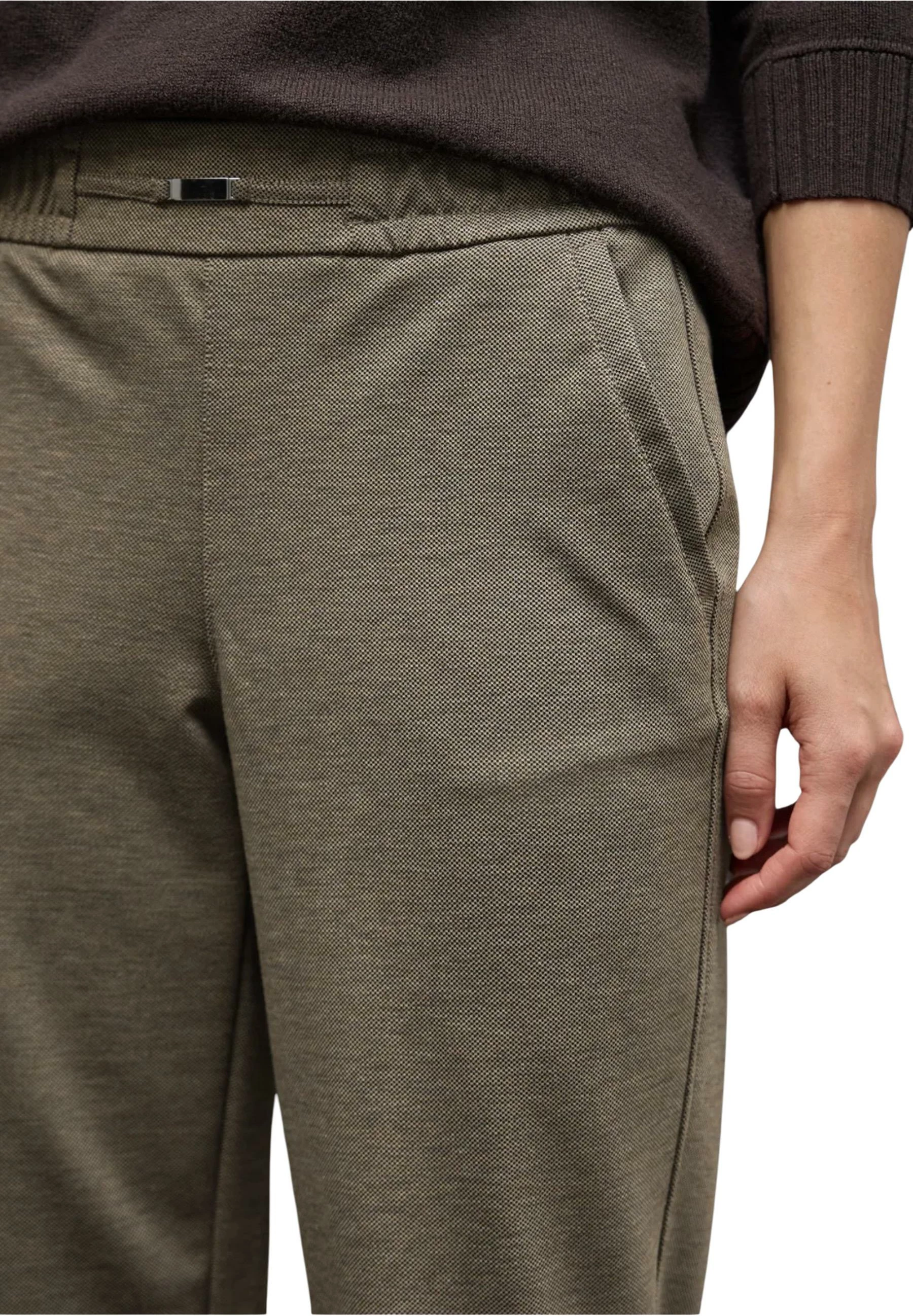 Pantallona për femra Street One Bonny Buckle Piquee 379784, kafe [Madhësia: W34 L28]