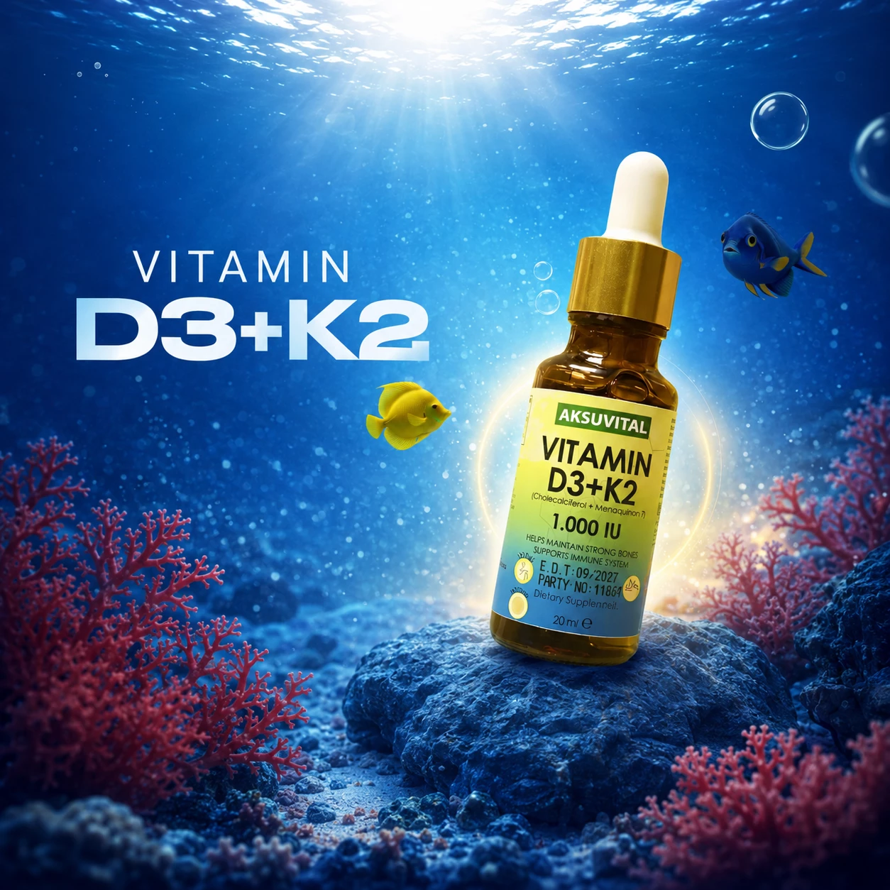 Vitamin D3 + K2 – Formula e Avancuar për Kocka të Forta dhe Imunitet të Plotë