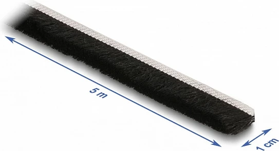 Shirit me furçë vetëngjitës DeLOCK 10 mm, 5 m, i zi