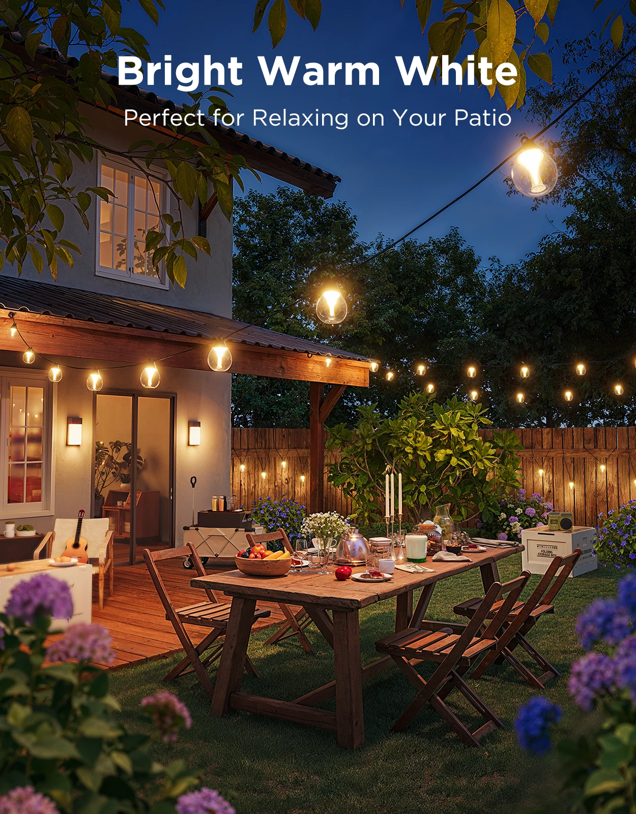Varg dritash LED smart për jashtë Govee Outdoor Clear Bulb String Lights 48 ft (14.6 m) RGBWIC 1200 lm, transparente