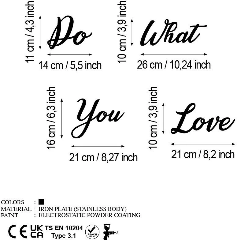 Aksesor dekorativ metalik për mur, Wallity, Do Love Love Do