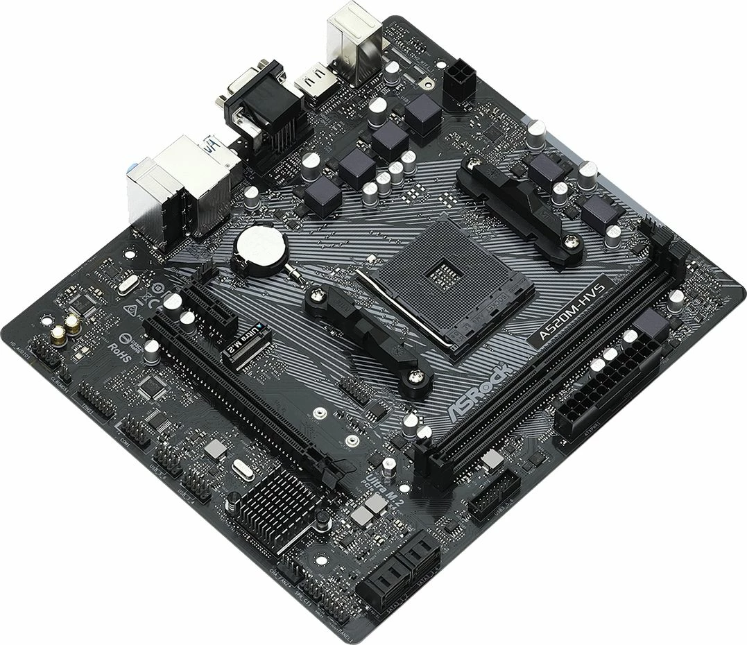 Pllakë amë ASRock A520M-HVS, 2xDDR4 deri 64GB, Ultra M.2, HDMI 4K60Hz