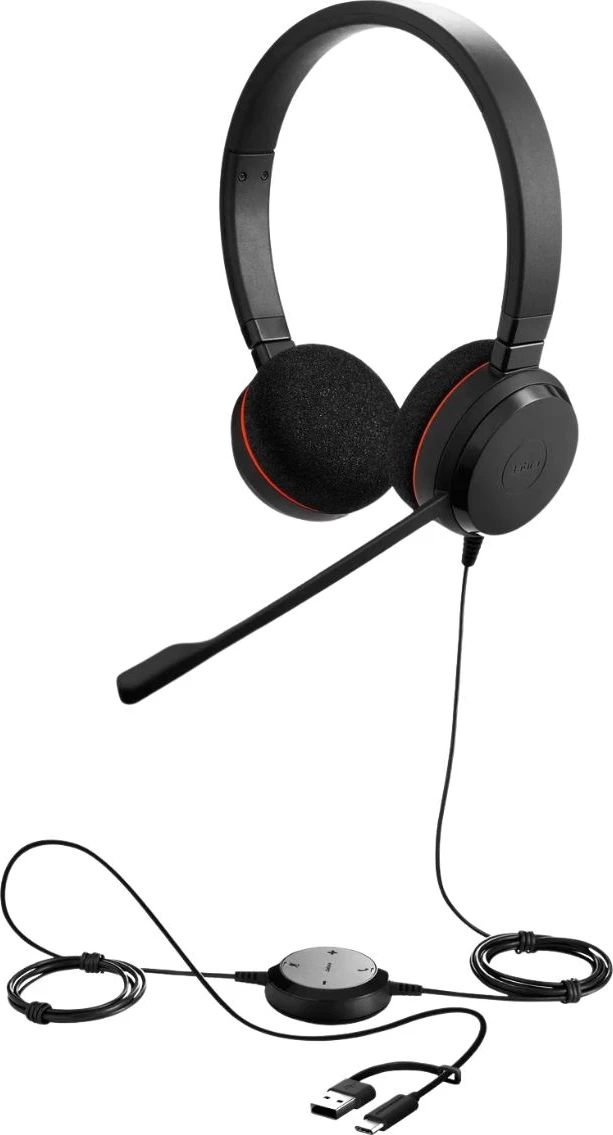 Kufje me mikrofon, Jabra Evolve 20 4999-829-269, USB, stereo, me kontrollor në kabllo, e zezë