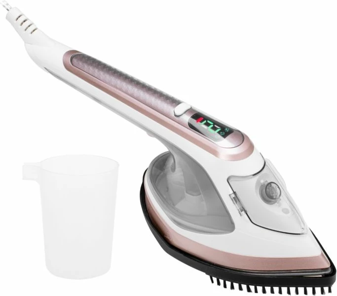 Hekur me avull 2-n-1 Adler AD5044, depo uji 180 ml, pllaka qeramike, me furçë, bardhë/ari