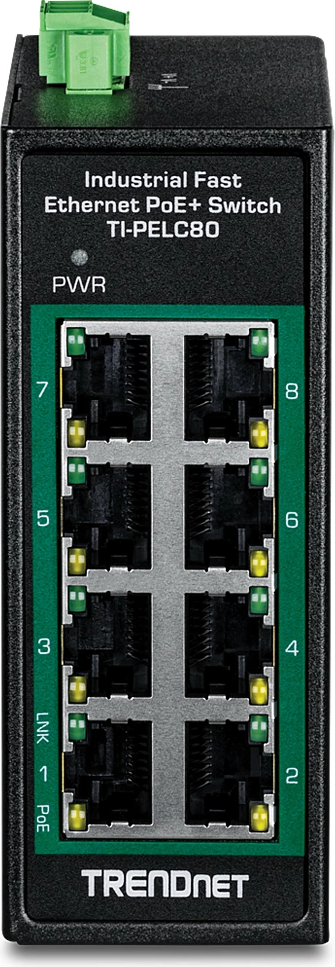 Switch industrial TRENDnet TI-PELC80, 8x Fast Ethernet PoE+, DIN rail, i zi