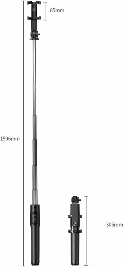 Selfie stick Ugreen LP586 me stativ dhe telekomandë Bluetooth, 1.5m, e zezë