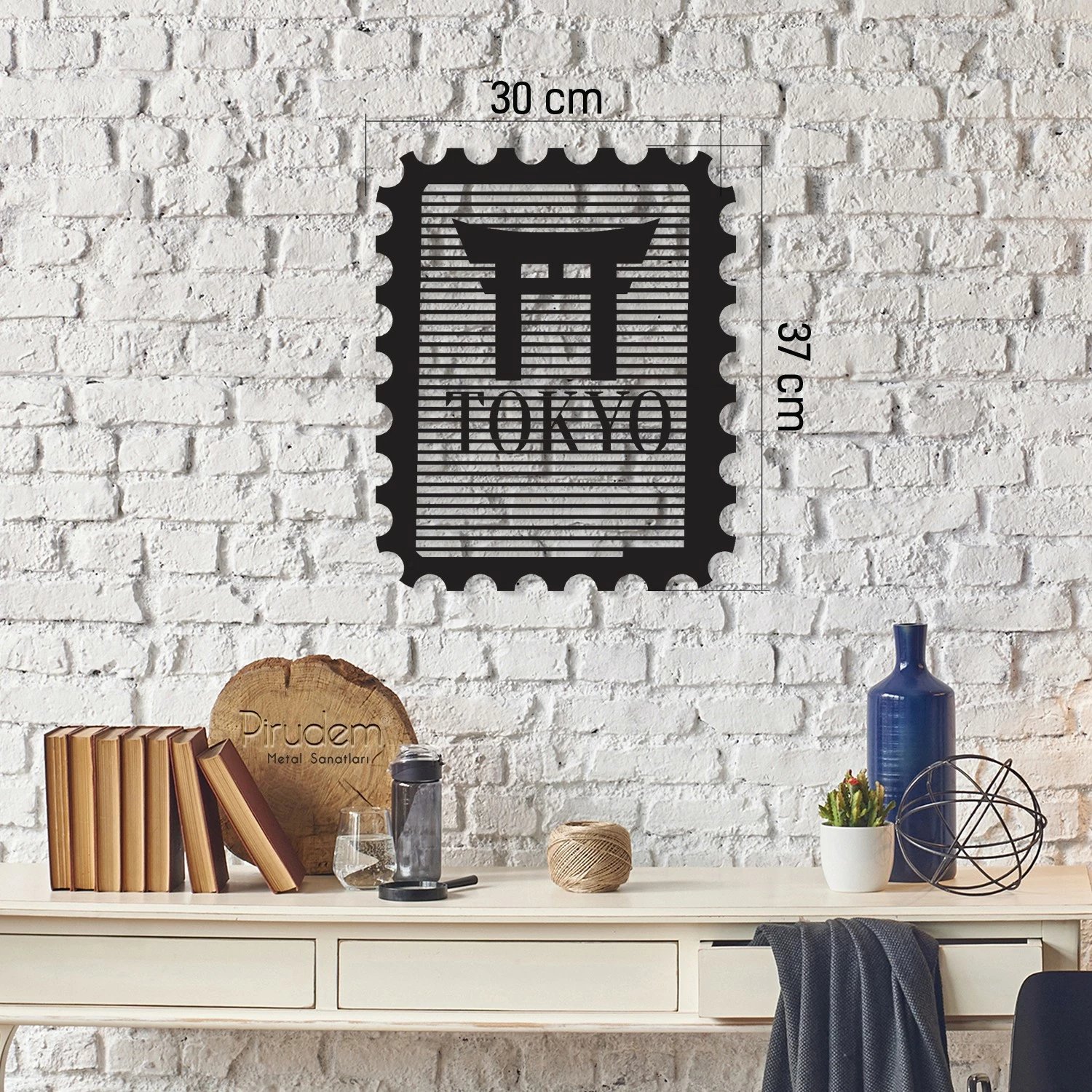 Aksesor dekorativ metalik për mur, Wallity, Tokyo Stamp
