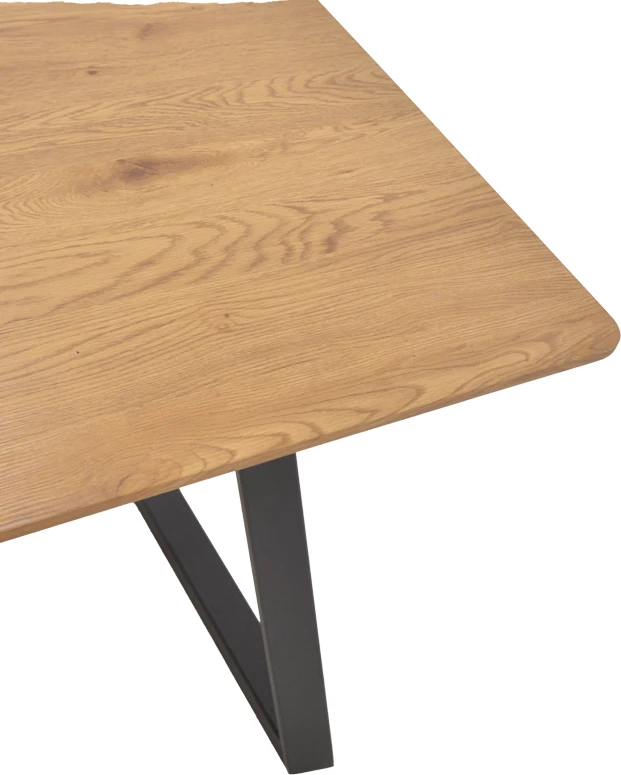 Tavolinë Winor, ngjyrë natyrale, këmbë metalike të zeza, 140x80x75cm