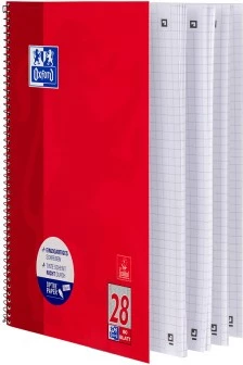 Bllok Oxford 100050361, A4, 80 fletë, 90g, katror, i kuq