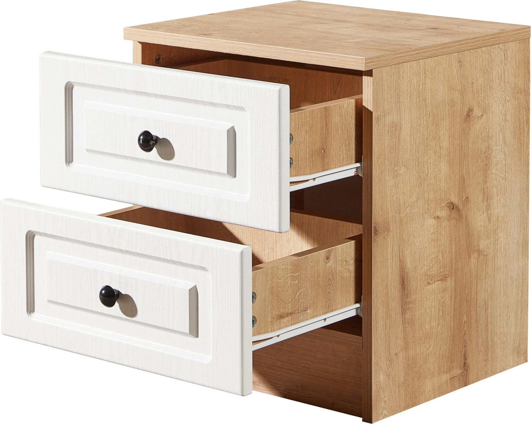 Komodinë nate Skye Decor, Tuvalle 033, ngjyrë lis safir dhe e bardhë