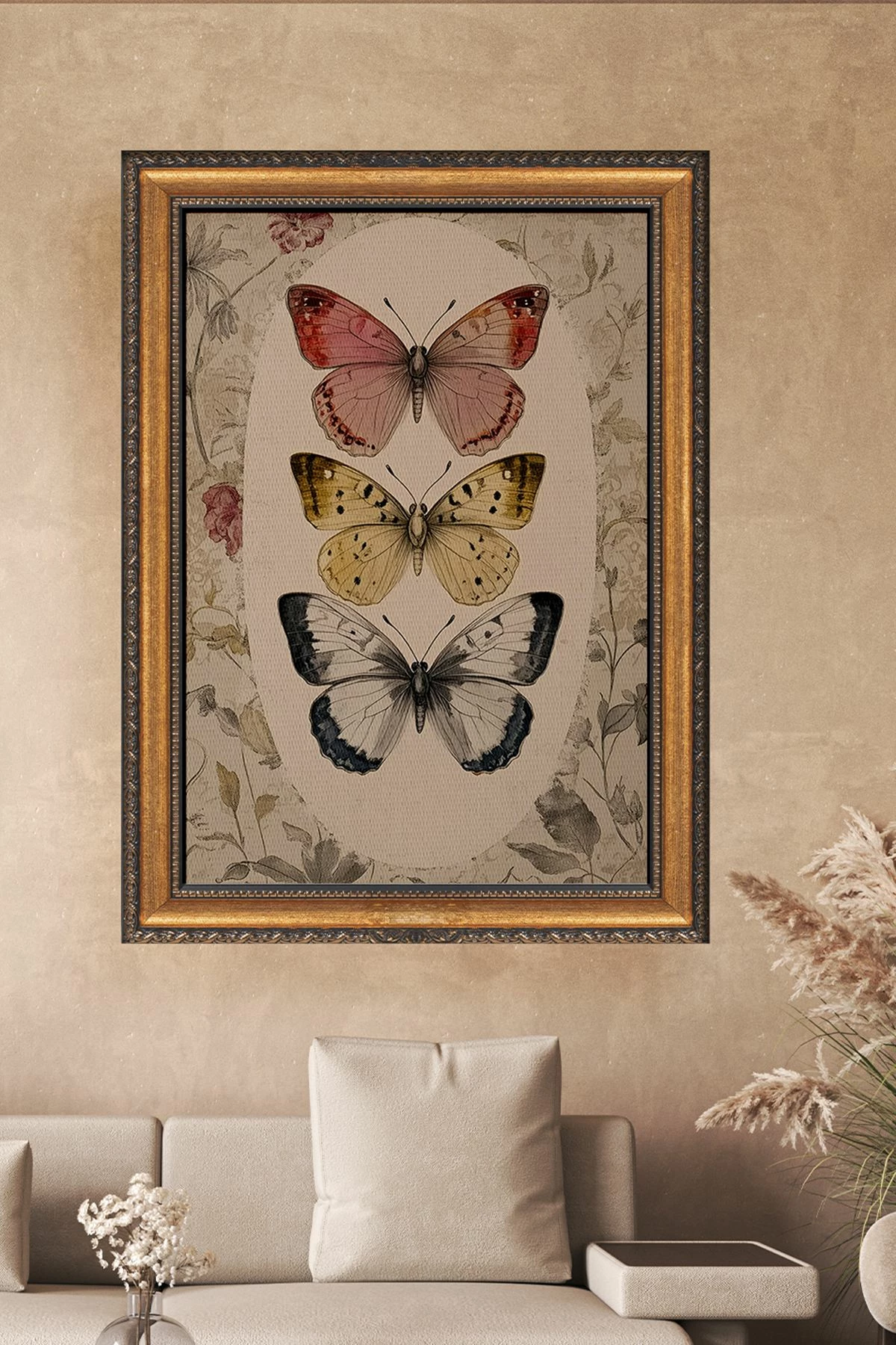 Pikturë dekorative me kornizë, Wallity, flutura shumëngjyrëshe, ATCRCVCNVSMDL23, 50x70cm
