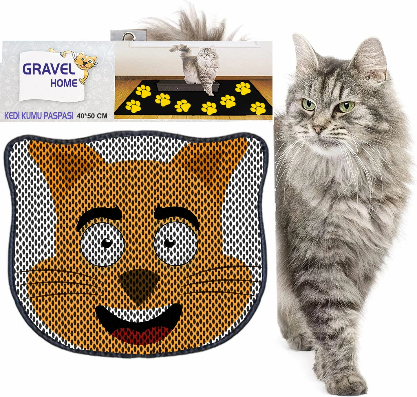 Tapet për rërë të maceve, shumëngjyrësh, Paws & Whiskers, Kdkafa0196