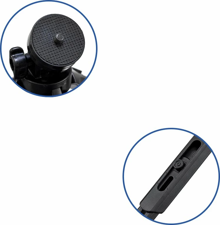 Mini tripod/selfie stick Hurtel 16-21 cm, për celular/GoPro, kllapë 55-90 mm, rrotullim 360°, i zi