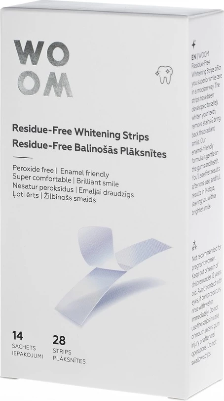 Shirita zbardhues për dhëmbë Woom Residue-Free Whitening Strips, 28 copë