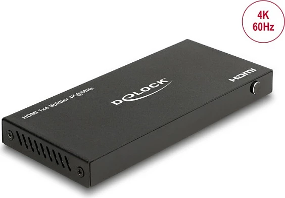 HDMI splitter DeLOCK 1×4, 4K 60Hz, me downscaler, USB powered, i zi