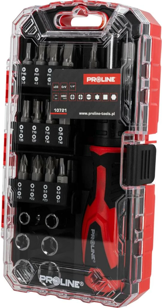 Set soketash dhe bitash me dorezë PROLINE 10721, 33 copë