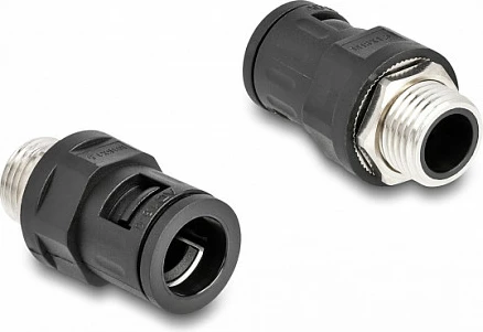 Bashkues konduiti DeLOCK M16 me fije të jashtme bronzi, IP68, 2 copë, i zi