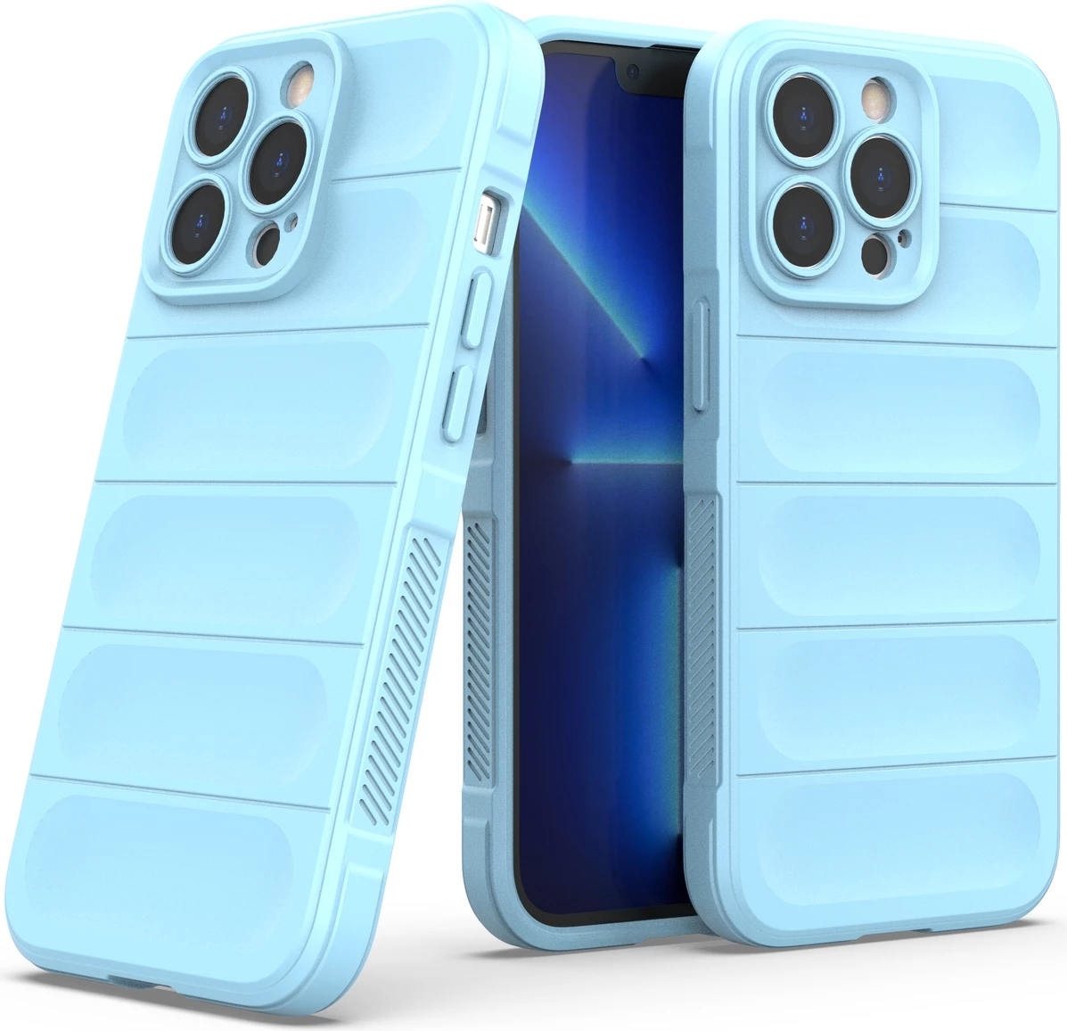 Mbështjellës Hurtel Magic Shield Case për iPhone 13 Pro, fleksibël, i blinduar, Kaltër e lehtë