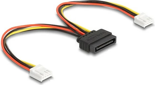 Kabllo rryme DeLOCK SATA 15-pin në 2x Floppy 4-pin, 15 cm, multikolore