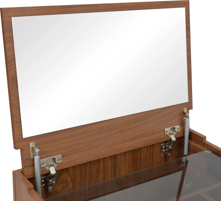 Tavolinë grimi Sonlen, ngjyrë arre-krem, 60x45x130cm, me pasqyrë dhe stol