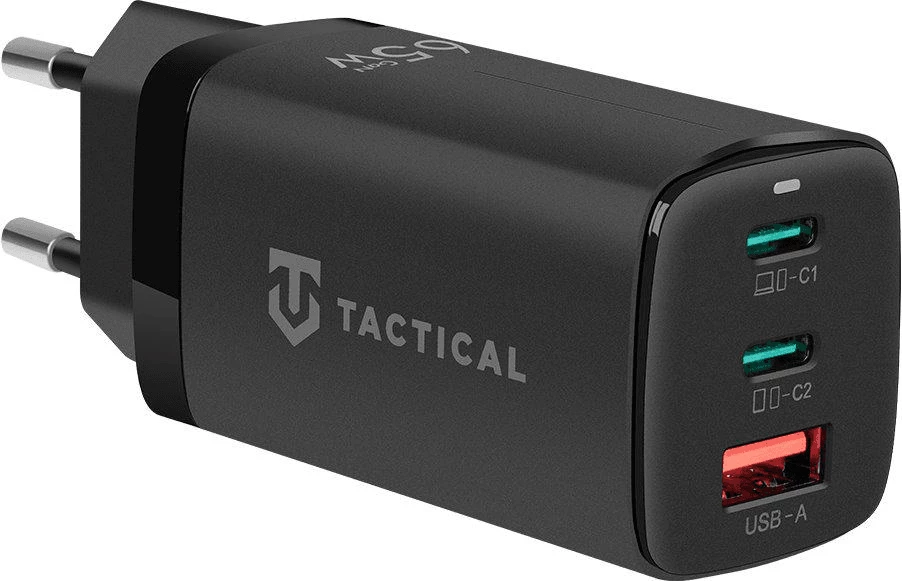 Karikues shtëpie Tactical FlashBang GaN MPN 19741, 65W, 2x USB-C + 1x USB-A, QC/PD, EU blister, zi