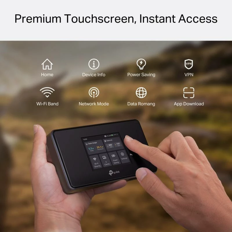 Router mobil 5G TP-Link M8550, Wi‑Fi 6E, ekran me prekje, WireGuard VPN, i zi