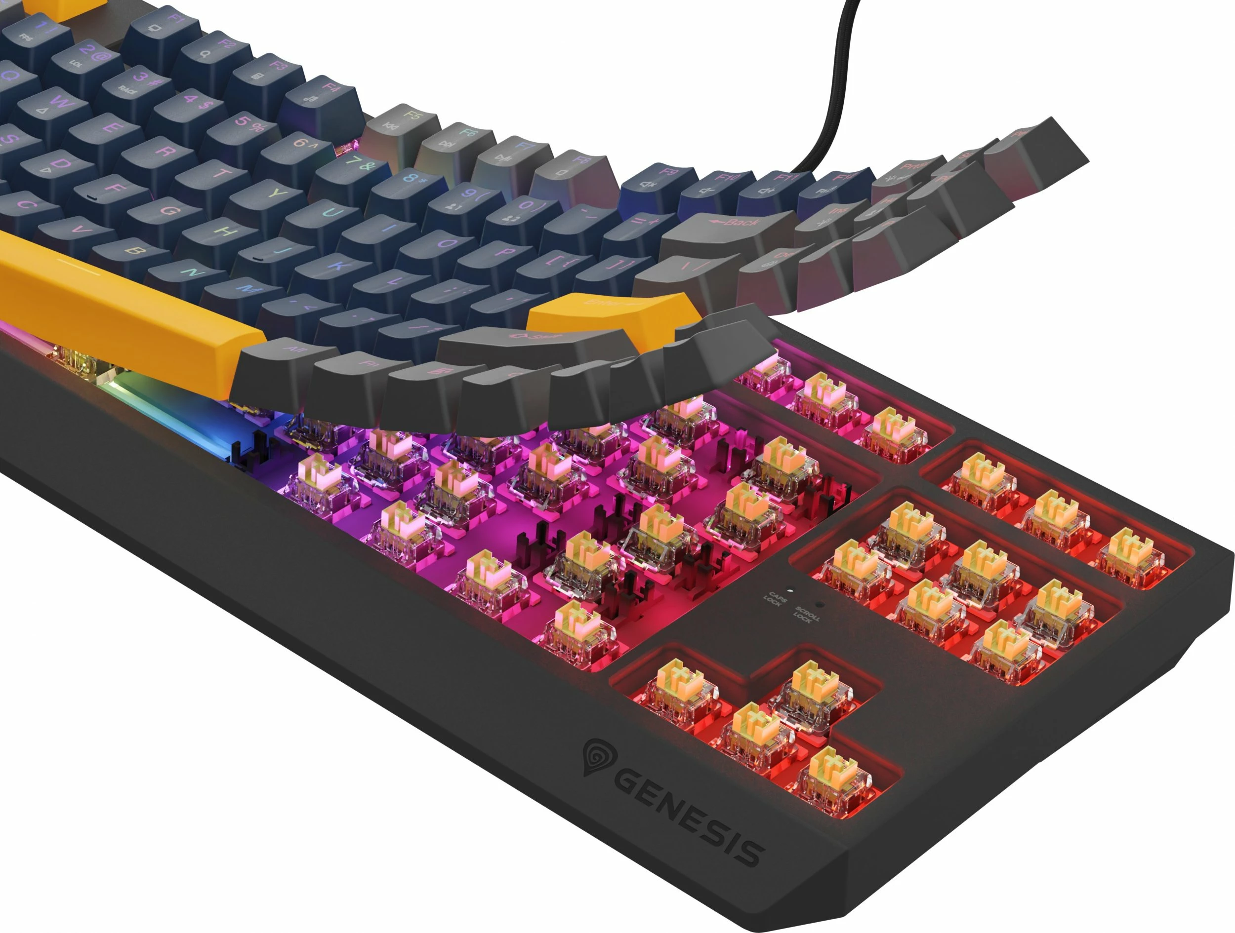 Tastierë mekanike gaming Genesis Thor 230 TKL NKG-2163, Outemu Panda, USB, RGB, layout US, Hot Swap, blu