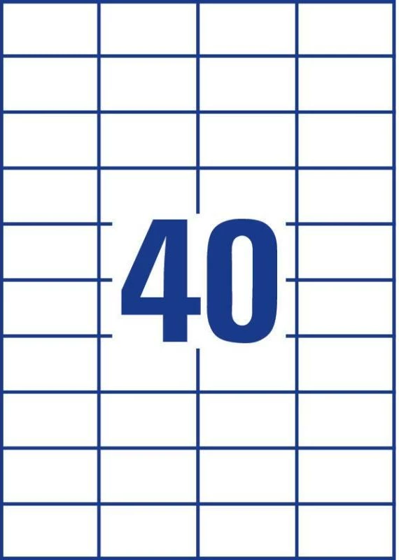 Etiketa vetëngjitëse, Avery Zweckform, 3651, 52.5 x 29.7 mm, A4, paketë 100 fletë, bardhë