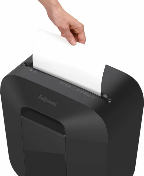 Shkatërrues dokumentesh Fellowes Powershred LX41 (MPN 4300701), 8 fletë, mini-cut 4×12 mm, DIN P-4, kosh 17 L, i zi