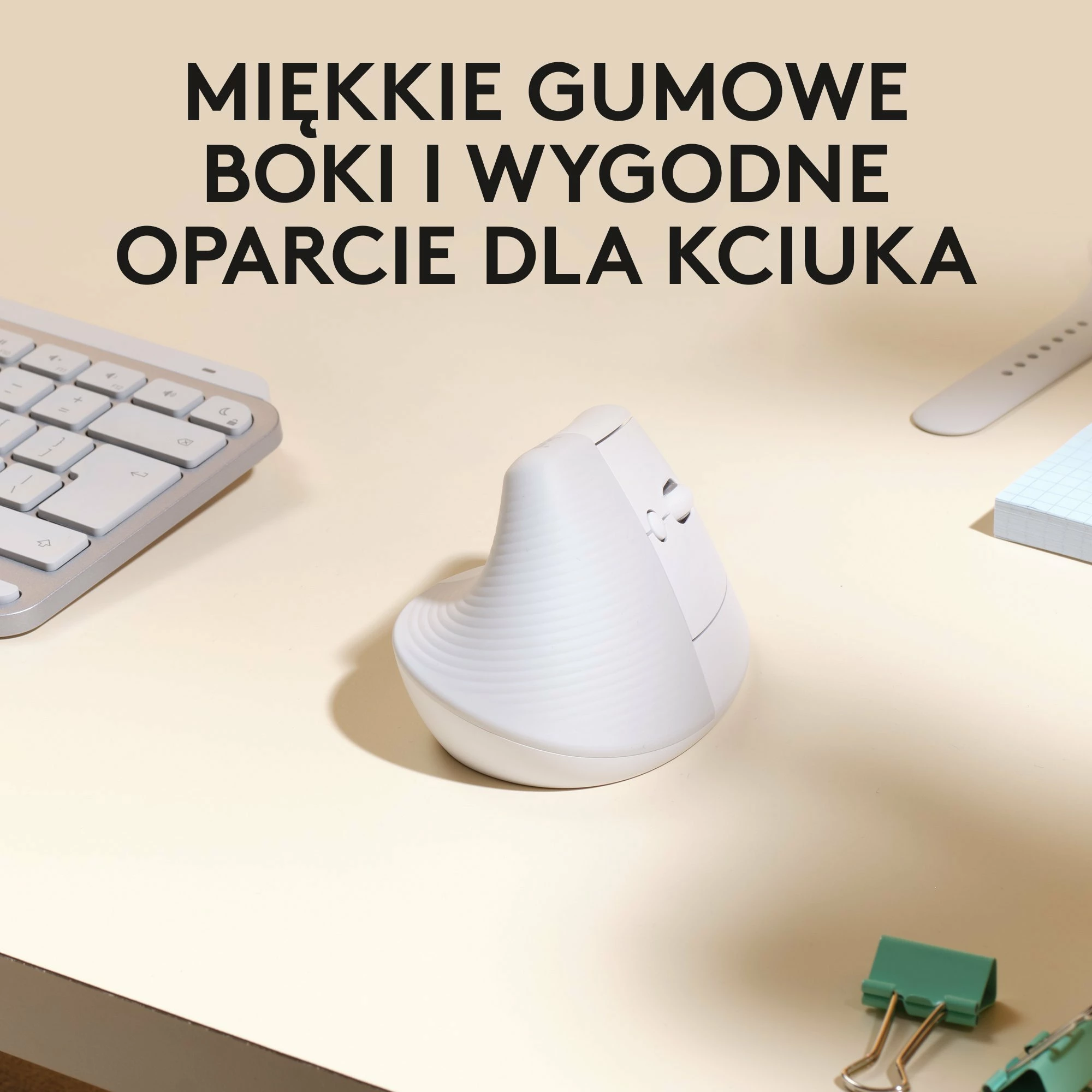Maus Logitech Lift për Mac 910-006477 vertikal ergonomik wireless 4000 DPI Bluetooth/USB, i bardhë