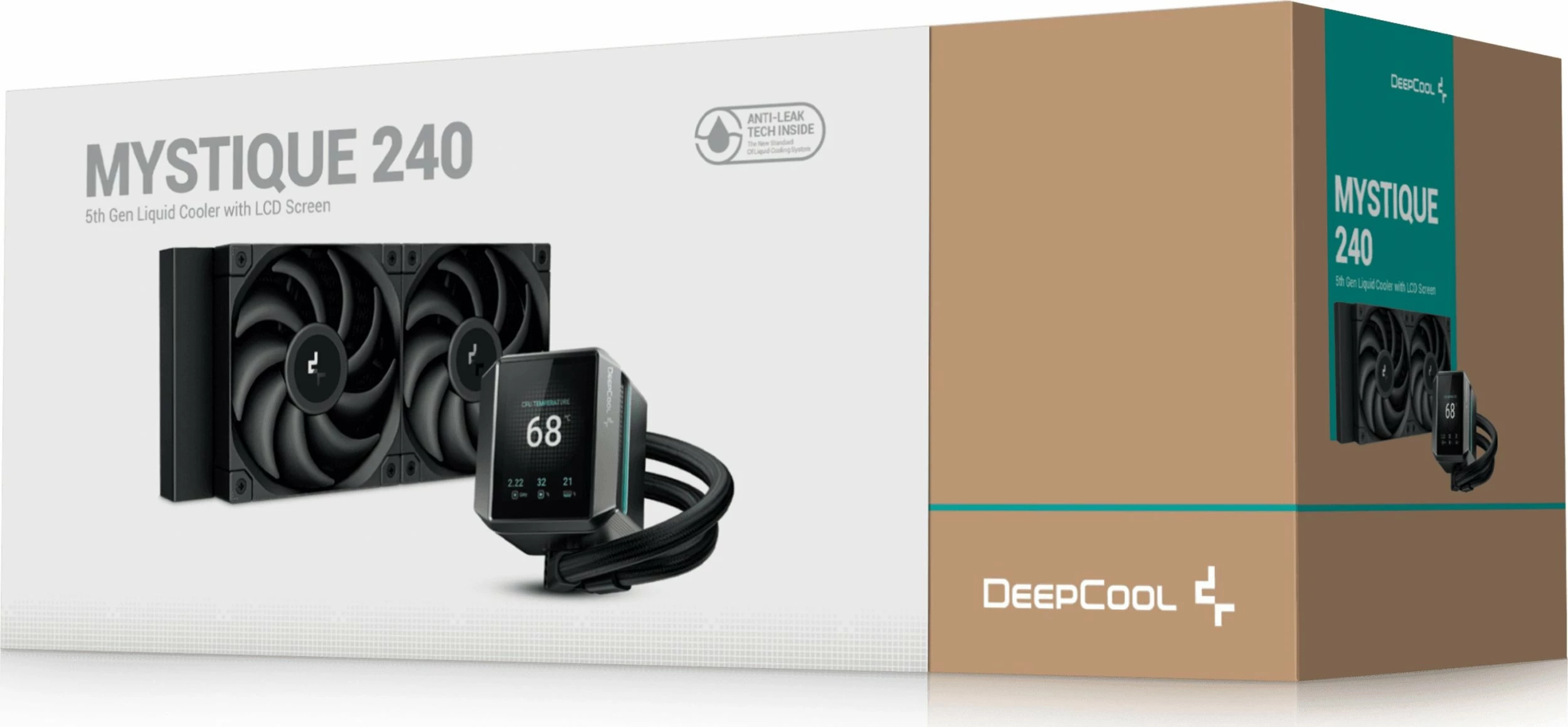 Ftohës uji Deepcool Mystique 240, radiator 240mm, LCD 2.8\", ARGB, 2x120mm PWM, e zez