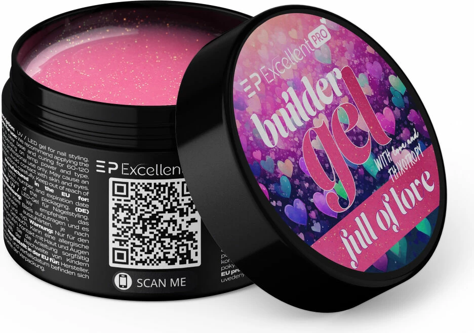 Xhel ndërtues për femra Excellent PRO Thixotropy With Effect Full Of Love, 50g