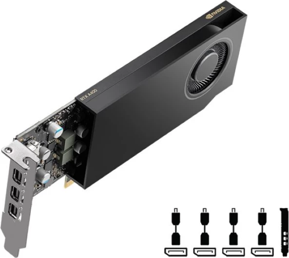 kartelë grafike PNY NVIDIA RTX A400 4GB GDDR6 PCIe 4.0, e zezë
