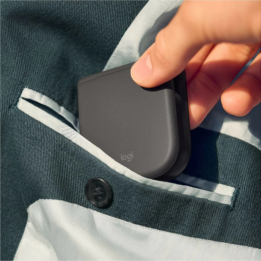 Maus Logitech Mobi Fold for Business, wireless RF+Bluetooth, 4000 DPI, USB-C, Graphite
