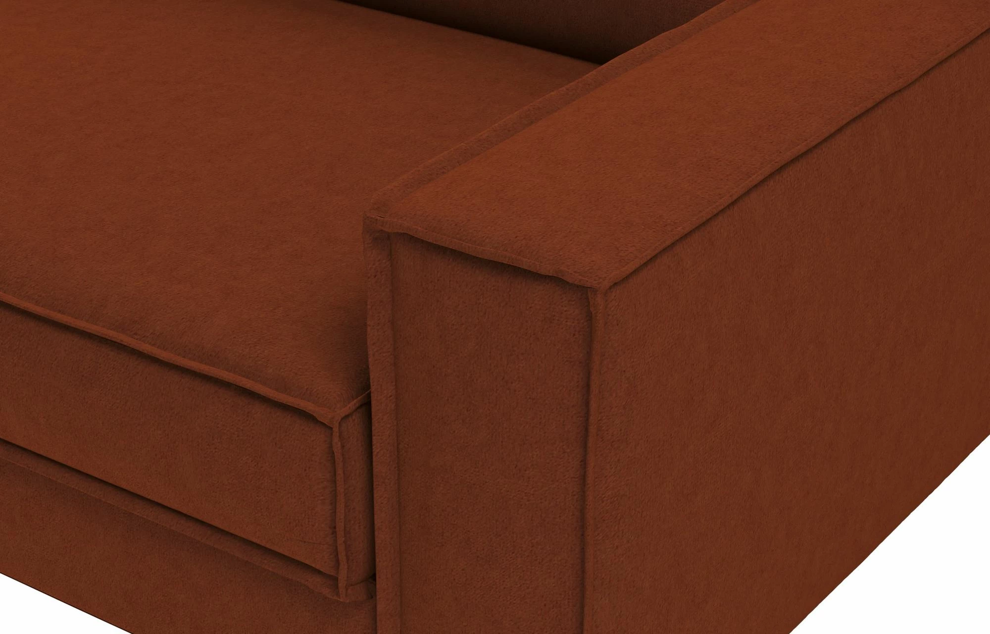 Divan treshe, ngjyrë e kuqe tjegulle, këmbë druri arre, Atelier del Sofa Sparrow Extra 3
