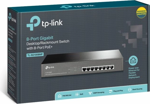 Switch TP-Link TL-SG1008MP 8-port Gigabit me 8x PoE+ 126W, i zi