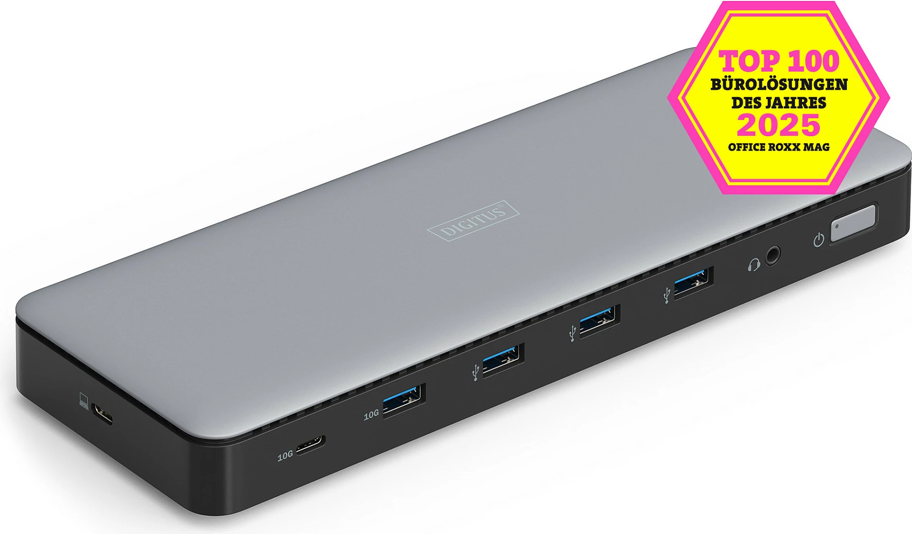Docking station Digitus USB-C 3.2 Gen 2, 4K HDR, 3x HDMI, 2x DP, RJ45, audio, me adapter rryme, argjendtë